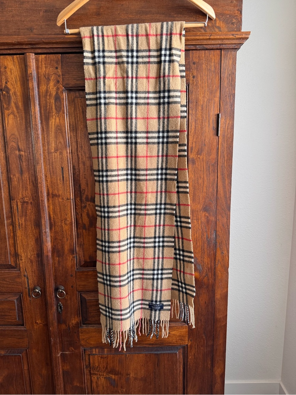 Vintage Burberry Check Lambswool Scarf